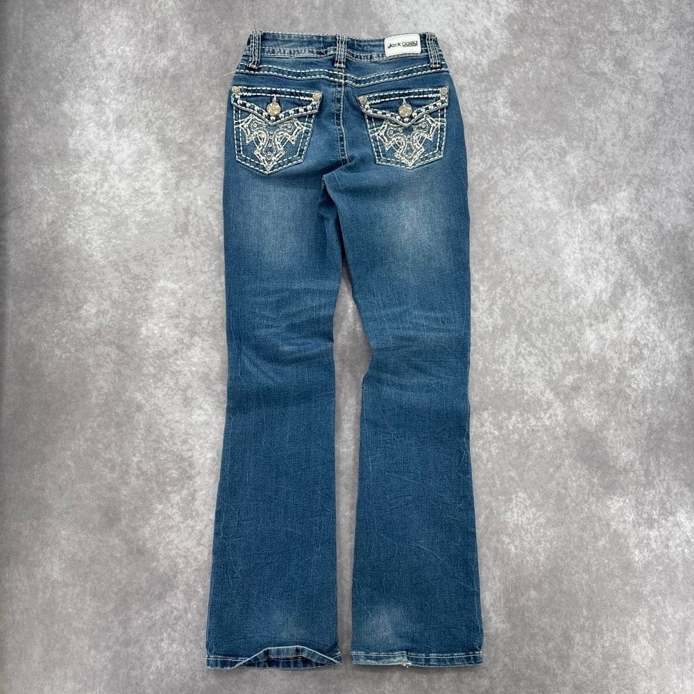 Jack David Low-Mid Rhinestone Embellished Bootcut Denim Jeans Size 24"